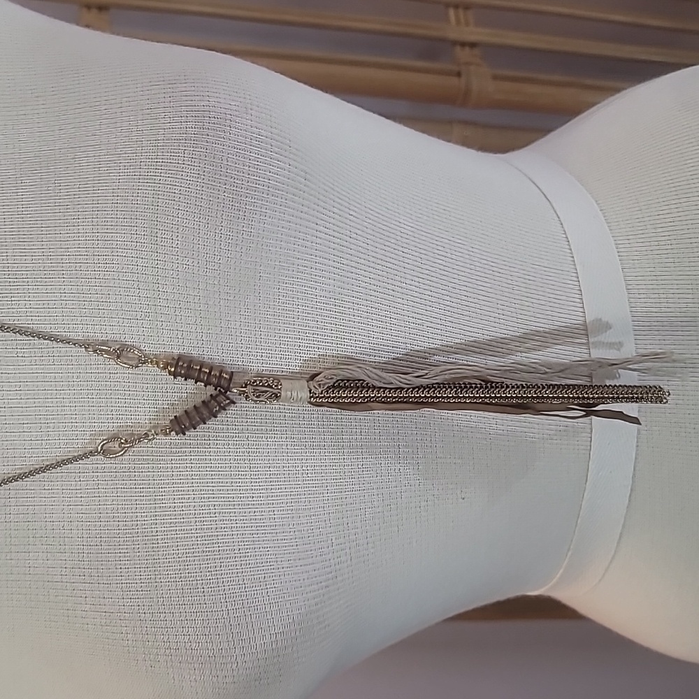 RACHEL tassel necklace metallic leather
